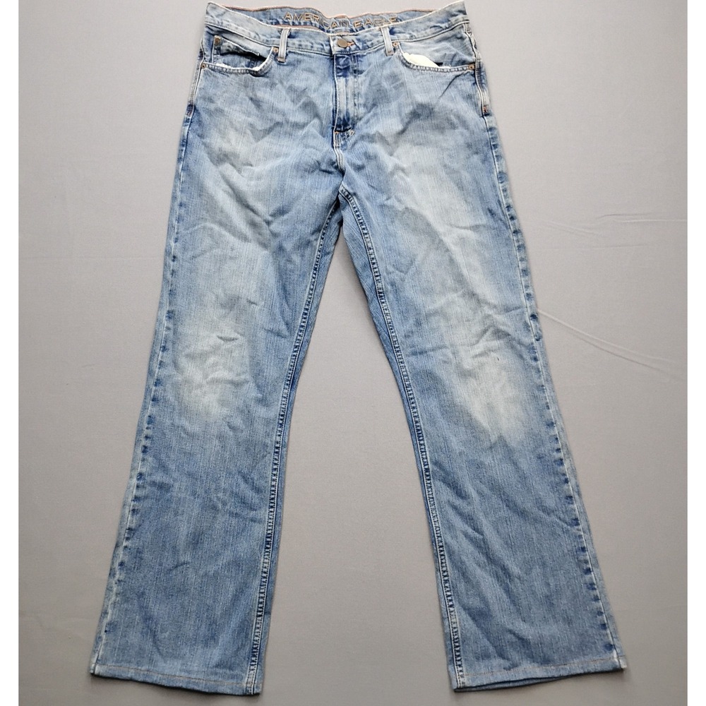 American Eagle Outfitters Mens Bootcut Jeans 36x34 Light Wash Blue Denim